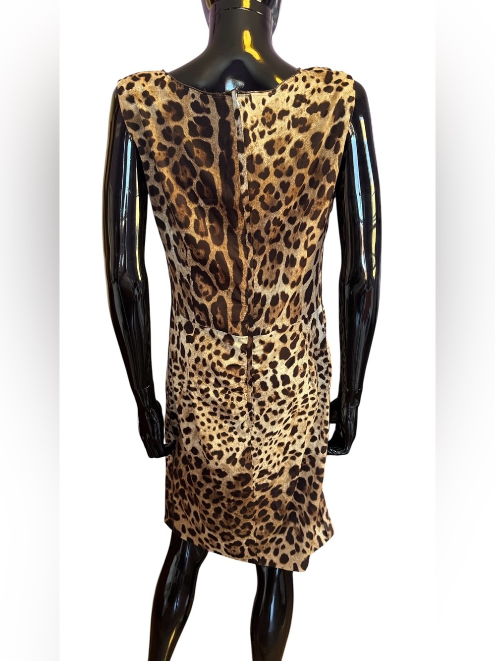 Dolce&Gabbana silk Leopard Print Sleeveless Sheath Dress - Brown IT 46 - Picture 3 of 14